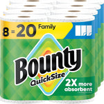 Bounty Quick Size Paper Towels, White, 8 Family Rolls for Convenient Kitchen Cleanup
