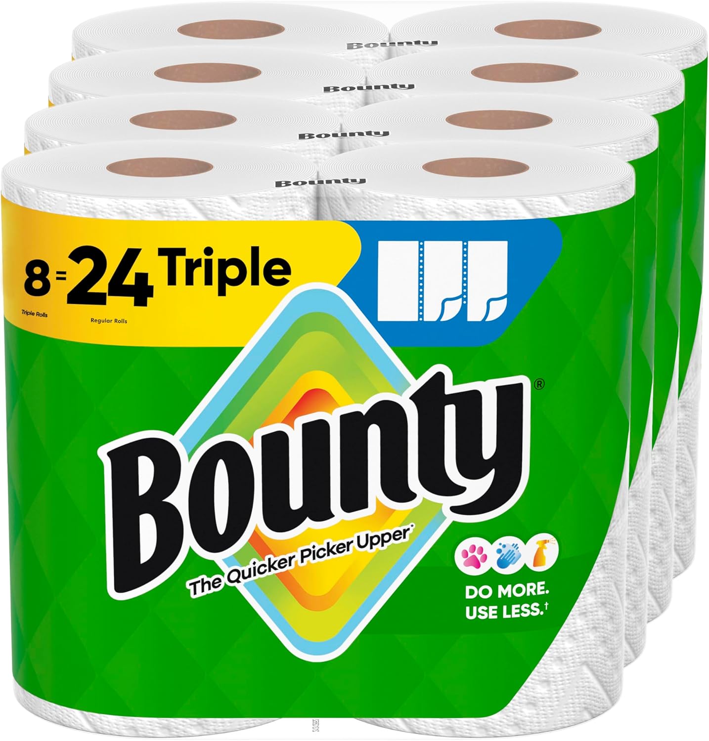 Bounty Select-A-Size Paper Towels, 8 Triple Rolls, White, Absorbent and Reliable