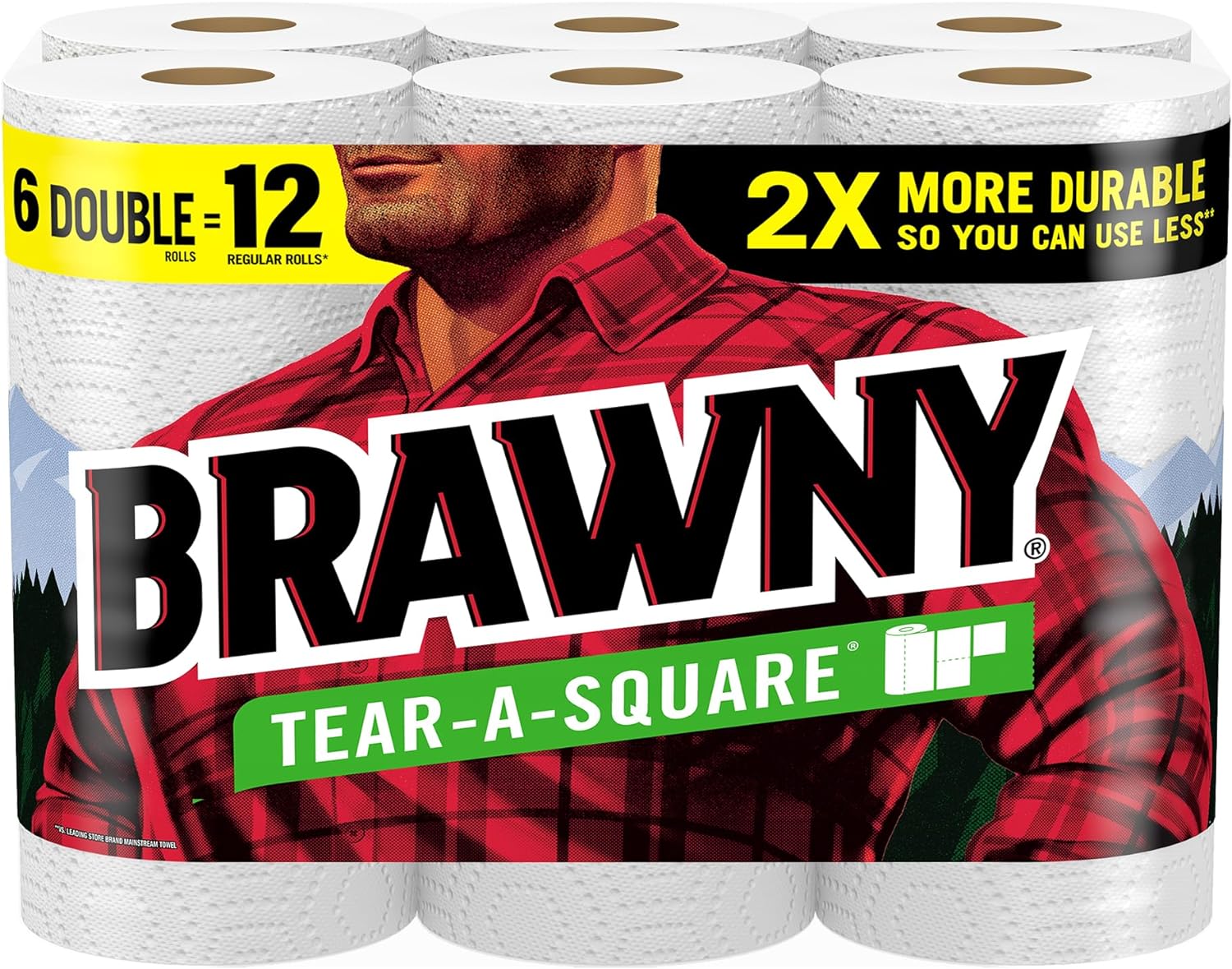 brawny tear a square paper towels 6 double rolls quarter half full sheet sizes - Rayz Mart