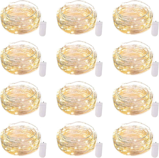 Brightown 12 Pack LED Fairy Lights, Battery Operated 7FT Firefly String Lights with 20 Waterproof LEDs on Silver Wire for DIY Crafts, Wedding Centerpieces, Party & Christmas Décor