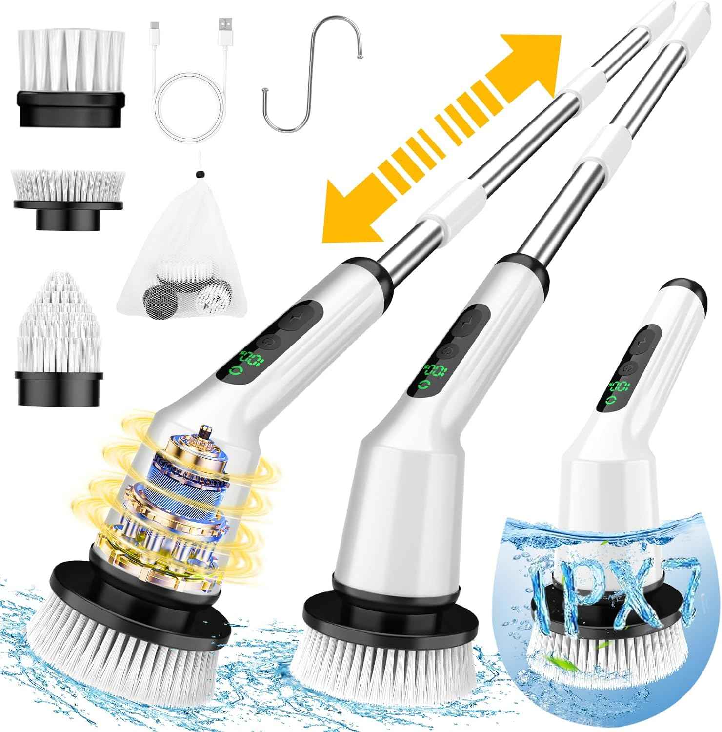 Electric Spin Scrubber Cordless Waterproof Cleaning Brush with 3 Heads for Bathroom, Shower, and Tile Cleaning
