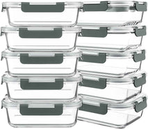 KOMUEE 10-Pack 30oz Glass Meal Prep Containers with Airtight Lids for Food Storage