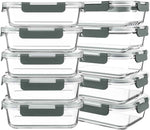 KOMUEE 10-Pack 30oz Glass Meal Prep Containers with Lids, Airtight Food Storage, Microwave, Freezer, and Dishwasher Safe