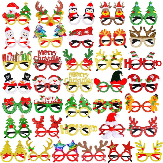 Max Fun 36 Pack Christmas Glitter Glasses, Holiday Eyeglasses Party Frames for Christmas Party Favors & Holiday Celebration Decorations, One Size Fits All
