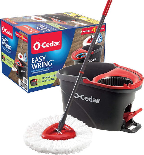 ocedar easywrings microfiber spin mop system with foot pedal for effortless floor cleaning