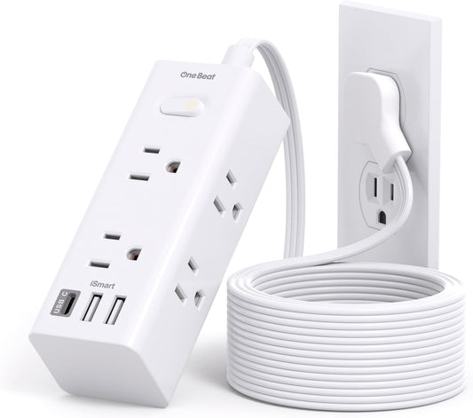 One Beat 10Ft Extension Cord Power Strip with 6 Outlets and 4 USB Ports