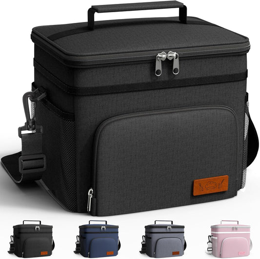 Leak proof insulated lunch box for men & women with 4 pockets and adjustable strap