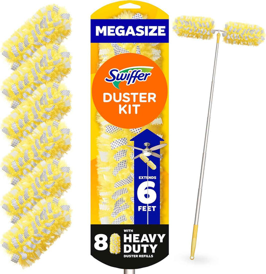Swiffer Duster Kit with 6 Foot Extendable Handle and 8 Refills for Home and Furniture Dust Cleaning