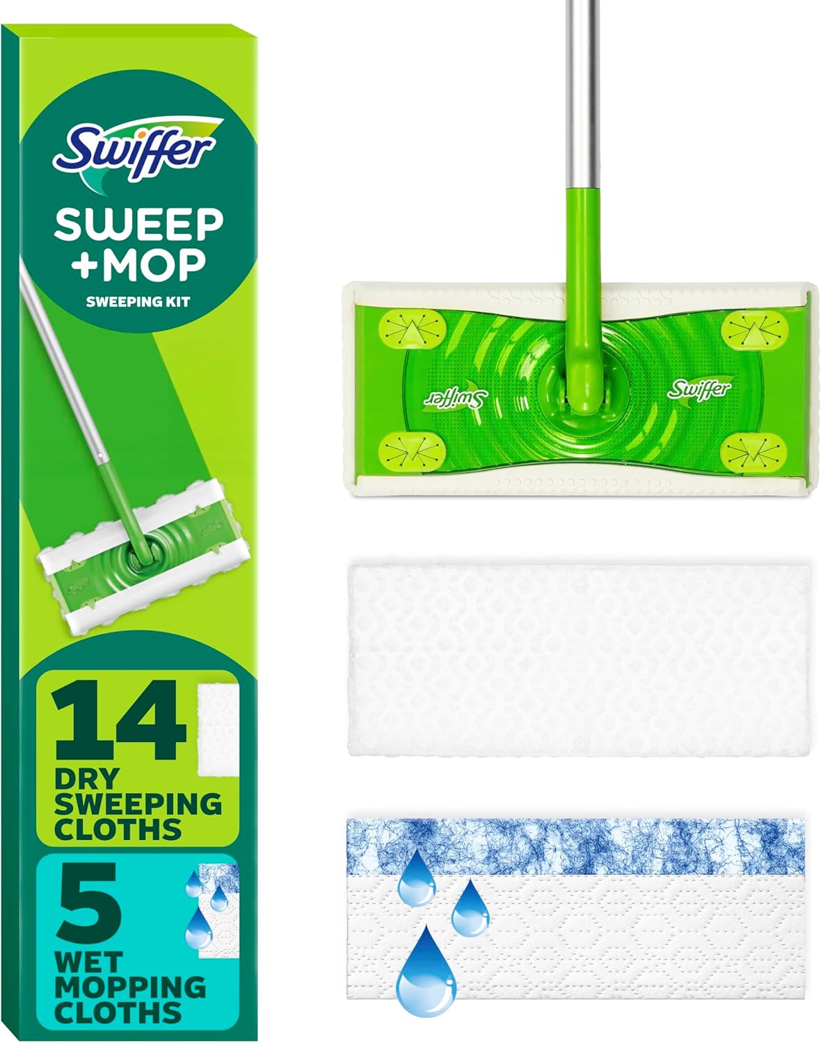 Swiffer Sweeper 2 in 1 mop starter kit for dry and wet multi surface floor cleaning 20 piece set