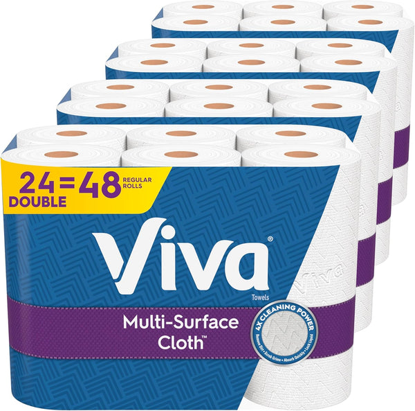 Viva Multi-Surface Cloth Paper Towels, 24 Double Rolls, 110 Sheets Per Roll, 4 Packs of 6