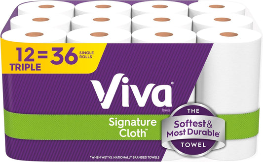 viva signature cloth paper towels 12 triple rolls 129 sheet per roll cloth like absorbent paper towels - Rayz Mart