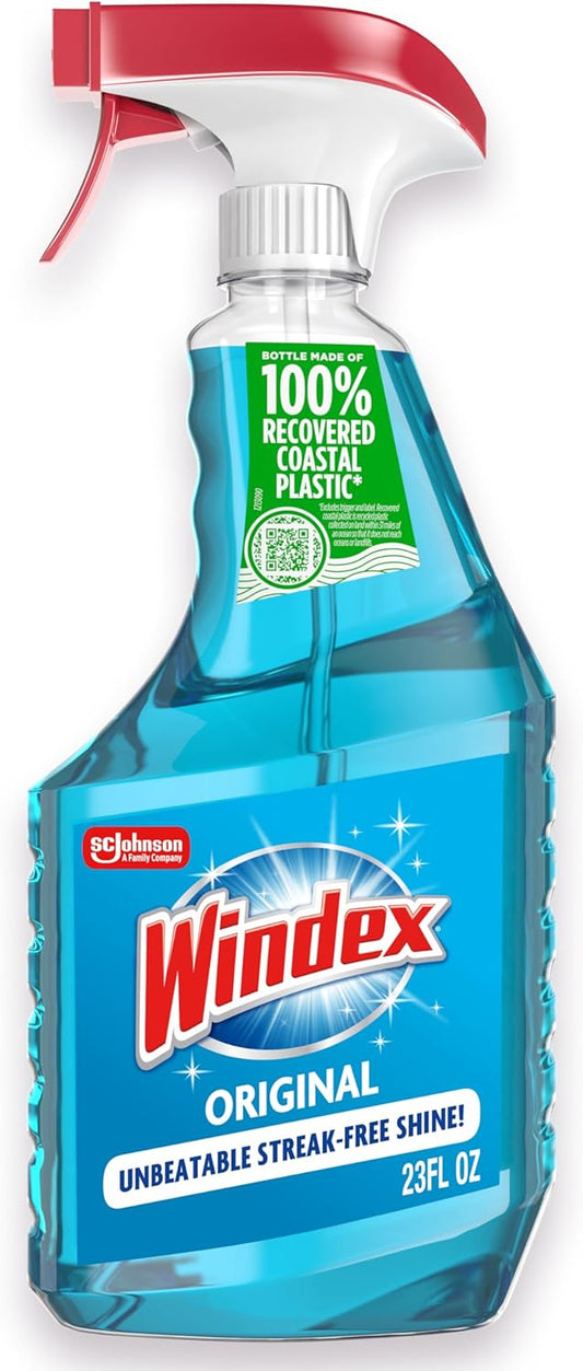 windex glass window cleaner spray original blue scent streak free surface cleaning 23 ounce bottle